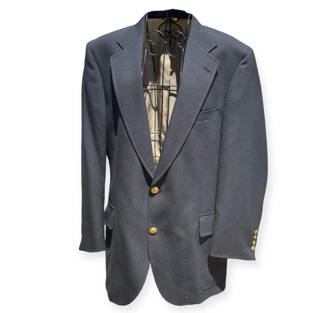 VTG Men Tailor Made Wimbledon‎ Blue Jacket Gold Buttons Racquet Club USA READ
